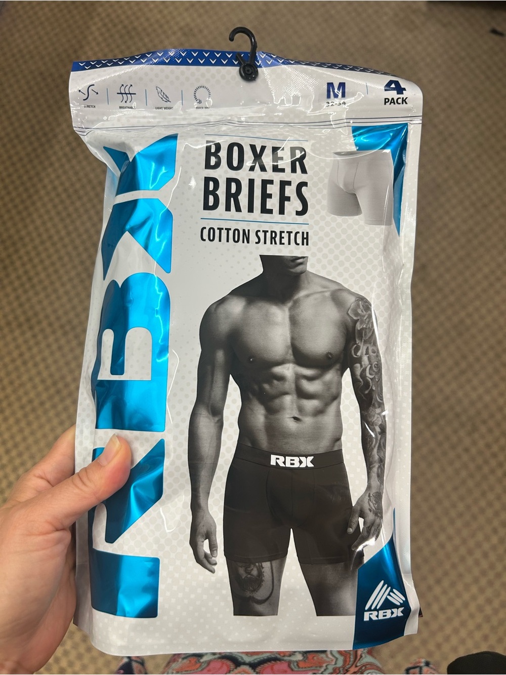 RBX Men's Cotton Stretch Boxer Briefs (4 Pack)